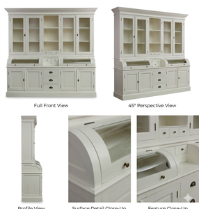 Large Eco-Friendly Durable Solid Wood Farmhouse Design <b>Storage</b> <b>Cabinet</b> Natural <b>White</b> Finish Compartments for Home Organization - Product Image 6