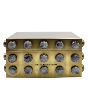 Wooden Jewelry Organizer Box Aluminum Golden Lid Square Shape Storage <b>Case</b> Accessories At Good Price - Product Image 4