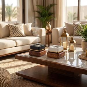 Quemador de Bakhoor de Lujo con Base Cuadrada de Madera, Incensario Moderno de Metal para Oud, Mabkhara de Dos Tonos para Decoración del Hogar, Regalo Árabe para Ramadán, Venta al por Mayor - Product Image 4