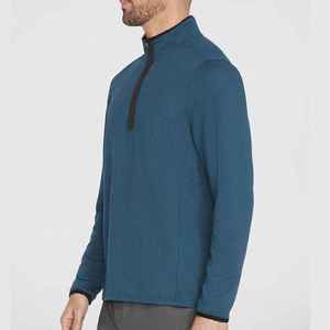 Sweat-shirt tricoté bleu pour homme, col montant zippé, coupe classique, respirant, pour l'automne, tenue décontractée, OEM ODM X Logo - Product Image 6