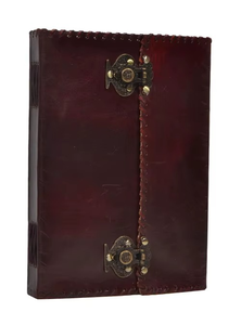 Large Embossed Black Leather Journal Lock Shadow Spell Book Planner Notebook <b>Soft</b> Cover Thread Saddle Stitching Gift <b>Box</b> - Product Image 5