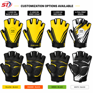 High Visibility <b>Half</b> Finger Racing Cycling Gloves Anti <b>Slip</b> Gel Pad Microfiber Hook Loop Closure Bike Wholesale OEM Custom Logo - Product Image 2
