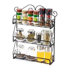 3 Tier Vintage Style <b>Spice</b> Rack Organizer Metal Wire Kitchen Countertop Standing <b>Storage</b> Shelf Seasoning Bottle Display Stand - Product Image 1