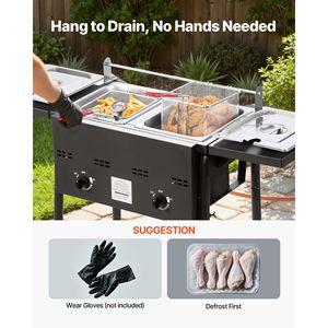 Friteuse Commerciale à Double Cuve 8QTx2 en Acier Inoxydable, à Gaz Propane, pour Extérieur, avec Plateforme Pliable et Double Panier H - Product Image 4