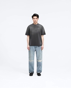 เสื้อยืดคอตตอนทรงโอเวอร์ไซส์แบบวินเทจ ล้างสีด้วยกรด สไตล์สตรีทแวร์ ผลิตโดยผู้ผลิต OEM สำหรับทั้งชายและหญิง - Product Image 5