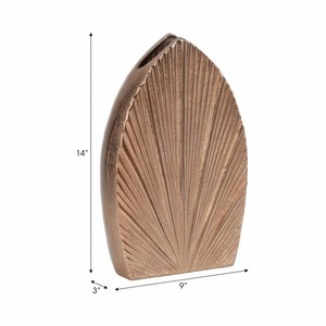 แจกันติดผนังทองสัมฤทธิ์สไตล์อาร์ตเดโค ลายริ้ว ทำด้วยมือ ขนาด 14x9x3 นิ้ว สำหรับตกแต่งใส่ดอกไม้ - Product Image 6