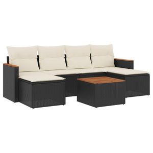 Set Divano da Giardino in Rattan Nero con Cuscini, 4 Posti, Arredamento da Esterno Stile Contemporaneo - Product Image 2