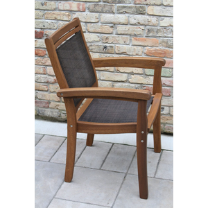 Modern Outdoor Dining Set with Solid Teak Wood Contemporary Design 6 Seater Durable Brown Finish - Product Image 3