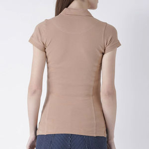 Chemise tricotée pour femme de haute qualité, 220g, manches courtes, design boutonné confortable, style classique décontracté, logo personnalisé compressé - Product Image 6