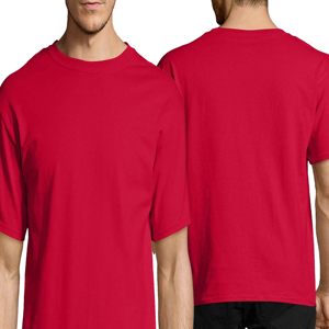 Camiseta de Manga Corta para Hombre, Color Rojo Liso, Cuello Redondo, Corte Regular, Estilo Casual, Tejido Jersey, Color Sólido - Product Image 3