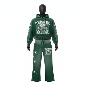Custom <b>Y2K</b> Streetwear Men's 100% Cotton Breathable Eco-Friendly Graphic Hoodie T-Shirt Baggy Sweatpants Shorts <b>Vintage</b> Clothing - Product Image 3