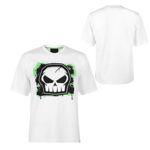 T-shirt blanc à manches courtes pour homme, coupe classique, col rond, 100 % coton, infroissable, 320 g, respirant, tricoté - Product Image 1