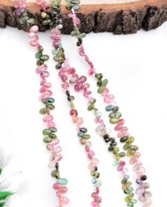 Collar de turmalina natural multicolor con perlas lisas, piedra preciosa natural para la elaboración de joyería fina. - Product Image 3