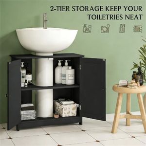 Gabinete de Almacenamiento para Lavabo de Baño Negro - Product Image 2