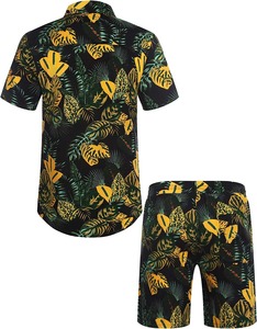 Conjunto de Camisa Hawaiana Floral y Pantalones Cortos para Hombre, Talla Grande, Atuendo Casual de Playa para Otoño, Dos Piezas con Estampado Tropical, Transpirable, Ideal para Vacaciones - Product Image 3