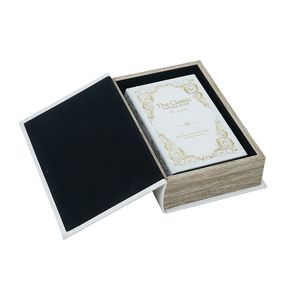 Set di 2 Scatole Decorative per Libri con Motivo Floreale Bianco e Oro, L 7x3x10.5" S 5x2x8.3", Contenitori per Oggetti - Product Image 6