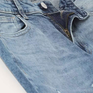 Most Selling Men <b>Light</b> Blue Straight Distressed Denim Jeans Embroidered Dragon <b>Rainbow</b> Pattern Mid Waist Button Fly - Product Image 6