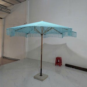Parasol de plage en coton macramé de luxe pour hôtel, complexe hôtelier, taille personnalisée - Product Image 3