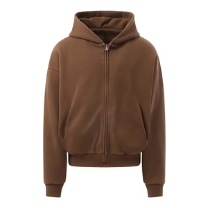 Sudadera con Capucha para Hombre, Talla Grande, Color Sólido, Estilo Casual, Invierno, Bordada y Personalizada, con Cierre, Fabricación OEM ODM, Venta al Por Mayor - Product Image 1