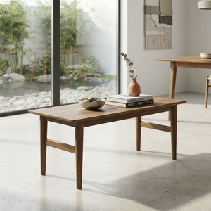 Mesa de Comedor Rectangular de Madera Maciza, Estilo Moderno Minimalista con Patas Cónicas, Estilo Teca Natural, Muebles para Comedor - Product Image 2