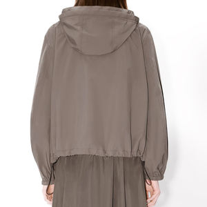 Custom Premium Short Hooded Windbreaker Jacket Water Repellent Nylon TwoWay Zipper Lightweight Outdoor Fashion Top Private Label - Product Image 2