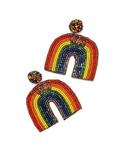 Boucles d'oreilles artisanales à motif de patte perlée, bijoux fantaisie sur le thème animalier, confectionnées avec du fil de coton, broderie au point de croix et travail d'aiguille - Product Image 4