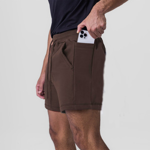 Pantalones Cortos Casuales para Hombre, Color Sólido, Cintura con Cordón, Algodón Transpirable, Diseño con Bolsillos, Corte Medio, Tejido de Punto - Product Image 6