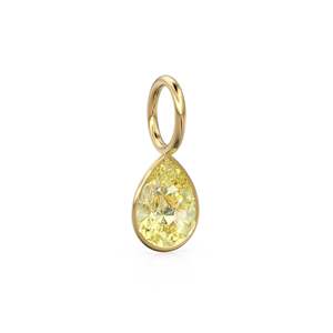 Colgante de Cuarzo Limón de 7mm en Oro Amarillo Sólido de 14k con Engaste para Joyería / Piedra de Nacimiento de Noviembre / Gema Amarilla / Corte Pera - Product Image 2