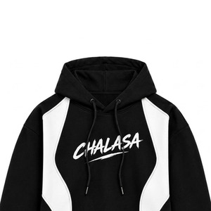 เสื้อฮู้ดผู้ชาย Chalasa สีดำขาว ดีไซน์แผงสีพิมพ์ลายโลโก้ สวมใส่สบายๆ ในฤดูใบไม้ร่วง ทรงปกติ ผ้าฝ้าย 100% - Product Image 4