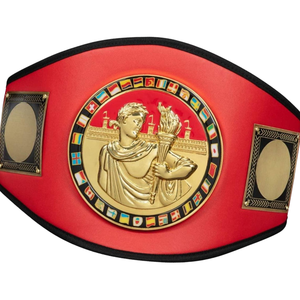Ceinture de championnat rouge personnalisée avec emblème doré, ceinture de lutte édition collector, titre sportif de haute qualité - Product Image 2