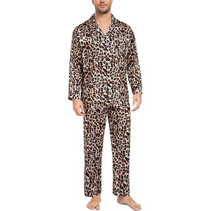 Traje de noche para hombre, conjunto de pantalones cortos de manga corta con cuello redondo, cintura elástica, suave, transpirable, ligero, pijamas de verano, ropa de dormir para el hogar - Product Image 1