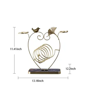 Porte-vin élégant en métal en forme de cœur avec motif d'oiseau et de feuille, style farmhouse, imperméable, capacité de 5 L, pour la décoration du bar ou de la cuisine - Product Image 3