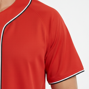 Camiseta de béisbol transpirable de talla grande, ligera, de manga corta, con botones frontales, ropa deportiva a precio económico, camiseta de béisbol de poliéster - Product Image 6