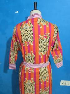 ชุดคลุมอาบน้ำผ้าฝ้ายแท้พิมพ์ลายบล็อกอินเดีย ชุดกิโมโนฤดูร้อนลายเสือ ชุดคลุมชายหาด/ชุดคลุมกิโมโนสำหรับคนท้องใส่สบาย ชุดคลุมอาบน้ำสำหรับฤดูใบไม้ผลิ ของขวัญ - Product Image 6