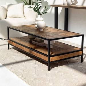 Table basse rectangulaire en bois à deux niveaux Vandana Zenova Maxima pour un décor de salon moderne - Product Image 4