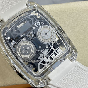 Fully Transparent Blue Tourbillon Watch Men's Mechanical Watch Sapphire Case Rubber Strap Water Resistant Luminous Wristwatch - Product Image 6