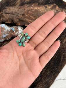 Sterling Silver Kingman Turquoise <b>Adjustable</b> <b>Ring</b> Handmade Southwestern Artisan Boho Gemstone Jewelry - Product Image 5