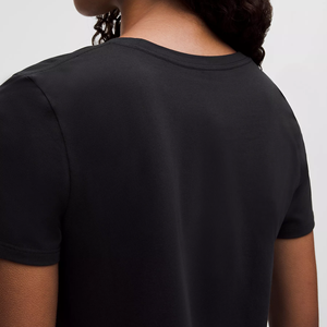 Camiseta de Manga Corta con Cuello en V y Dobladillo Curvo para Mujer, Calidad Premium, 100% Algodón Jersey, Verano, Casual, Sólida, Transpirable - Product Image 5