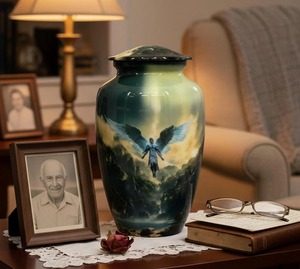 Metal Decorative Covered Urn <b>Vase</b> Home Table Decor Interior Accent - Product Image 3
