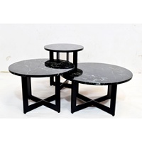 Table basse moderne de luxe en granit indien noir et marbre avec base en fer petit design traditionnel vente à chaud avec ensemble inclus