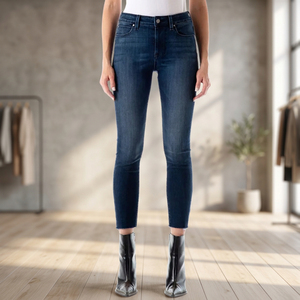 Jean en denim pour femme, coupe mi-longue ample, couleur unie, délavé, style décontracté, poches, tissu tricoté respirant, design simple - Product Image 5