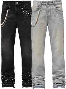 Experience The Perfect Glamour Of High End Fashion With Intricate Stone <b>Work</b> On Our Exclusive Rhinestone Denim Pent - Product Image 6