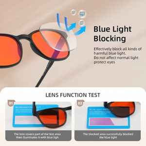 Gafas de Juego de Alta Calidad con Protección Contra la Luz Azul |   Gafas de Computadora con Logotipo Personalizado |   Montura Metálica Rojo Naranja con Lentes TR90 con Filtro de Luz Azul - Product Image 3