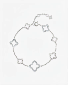 Pulsera de Oro 10K 14K con Diamantes de Laboratorio para Mujer, Brazalete con Eslabones Florales de Trébol, Joyería de Regalo para Ella, Pulsera con Dije de Flor - Product Image 1