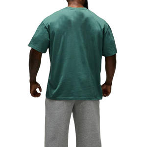 T-shirt Homme Ample 100% Coton Épais Écologique Style Hip Hop Épaules Tombantes Double Logo Imprimé sur le Devant Fabricant OEM en Gros - Product Image 2