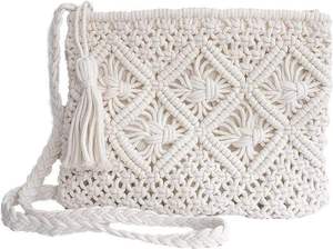Bolso de hombro de macramé grande hecho a mano para mujer, estético, de lona, para compras, lindo, para uso diario - Product Image 4
