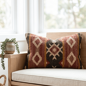 Lumbar Rustic Kilim Pillow <b>Cover</b> Geometric Pattern 12x20 Handwoven Cotton <b>Throw</b> Cushion Case Decorative Pillowshams - Product Image 3