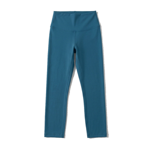 Ensemble soutien-gorge de sport et leggings pour femme, couleur turquoise unie, tricoté en Spandex et Polyester, extensible, respirant, séchage rapide, taille haute, longueur intégrale - Product Image 3