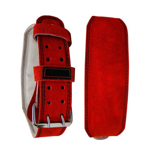 Cinturón de Piel Rojo para Levantamiento de Pesas, Hebilla Ajustable, Soporte Lumbar para Entrenamiento de Fuerza, Unisex, para Gimnasio - Product Image 1