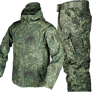 Ensemble de vêtements tactiques imperméables en coton sergé camouflage pour hommes, veste à capuche multi-poches, pantalon en polaire, chasse en plein air - Product Image 4